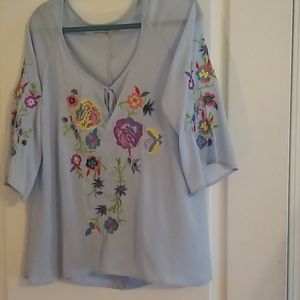 Large Floral Embroidered Top